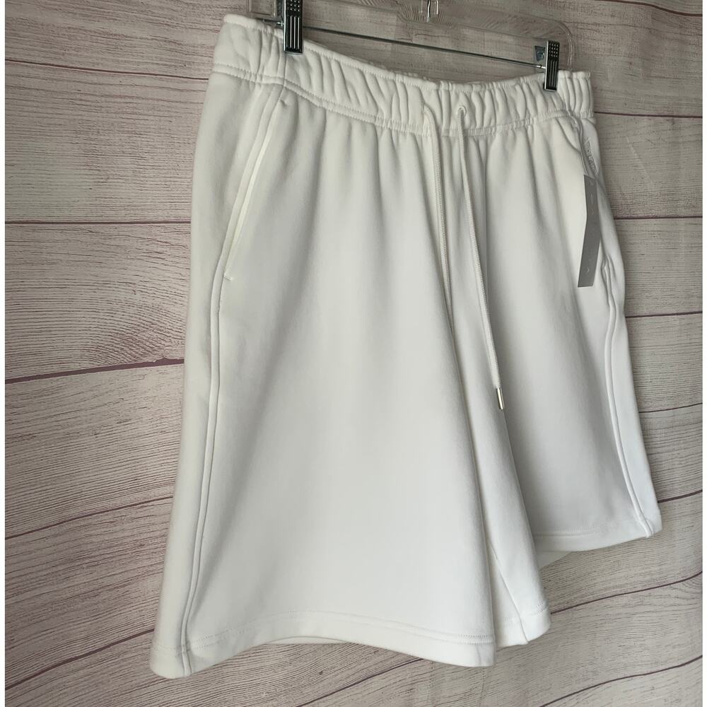 Athleta Terry Heavyweight Bermuda Shorts Bright White Drawstring Waist Size M - Picture 14 of 16